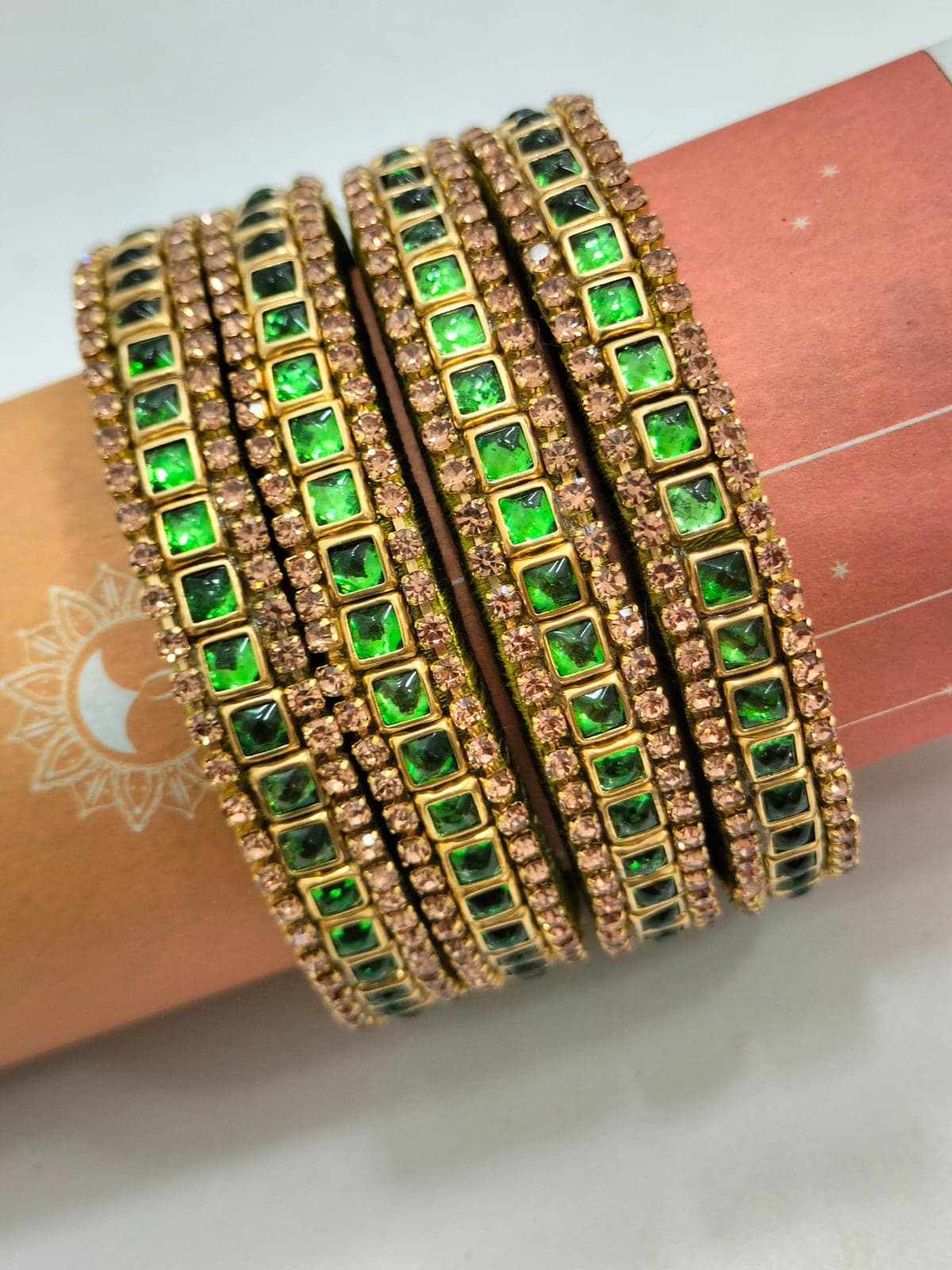 Ratna bangles in dark green and grey