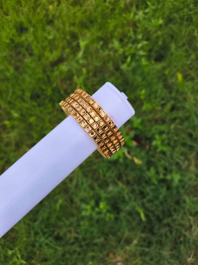 Golden square kundan bangles